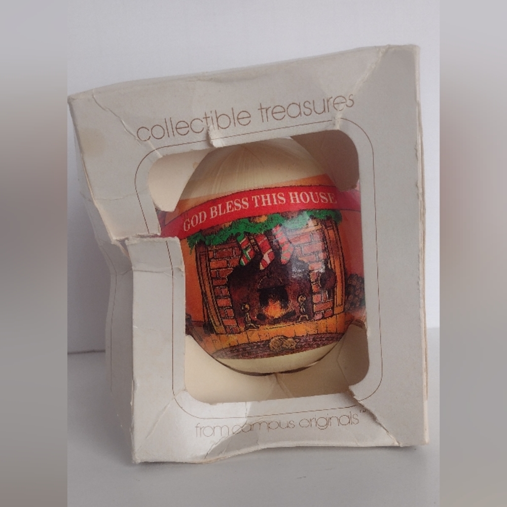 Vintage "God Bless This House" Christmas Ball